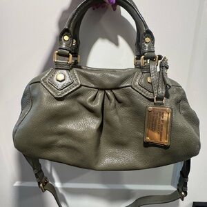Marc Jacobs Leather Satchel Handbag in Olive Green